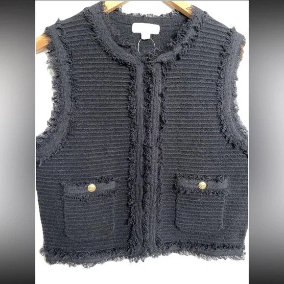 J.Crew NEW! Textured Vest In Fine Boucle Size S In Black - Picture 4 of 9
